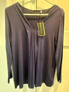 Kingdom Couture V-Neck Long Sleeve Top with Castle on Sleeve Medium